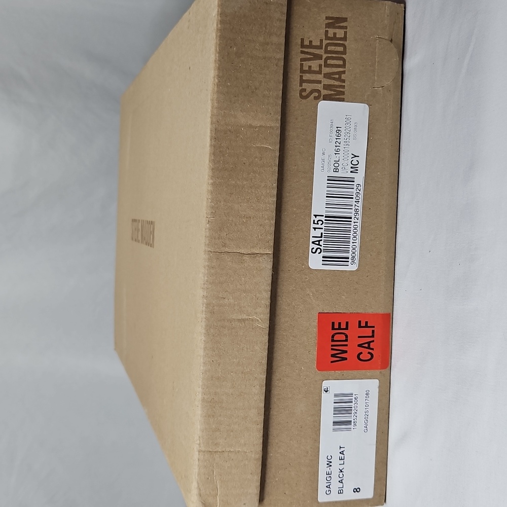 Steve Madden Gaige-Wide Calf Black Leather Riding Boots Size 8 - Picture 10 of 10